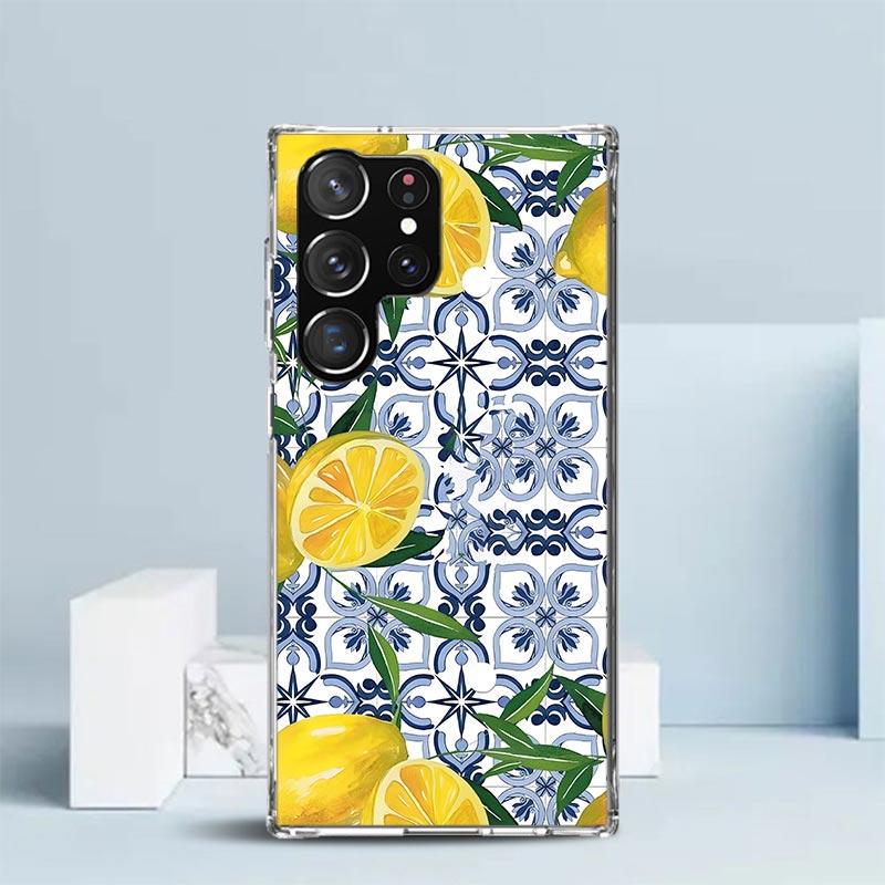 

Mediterranean Lemon Soft Cover for Samsung Galaxy S25 Edge S26 S24 S23 Ultra Phone Case S22 S21 Plus S20 FE Print Pattern Shell Samsung S22 Ultra
