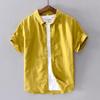 Men's Short Sleeve Loose Fit White Linen Shirt - Casual Summer Cotton Jacket