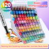 BORRENCE 120 Colors Acrylic Paint Markers Pens Set Large Ink Capacity Soft Head Direct Liquid Graffiti Painting Acrylic Markers