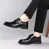 Fashion Fashion Trends Men Crocodile Pattern Leather Shoes Men Italy Style Business Dating Loafers Shoe Thick Soled Pointed Buckle Shoes