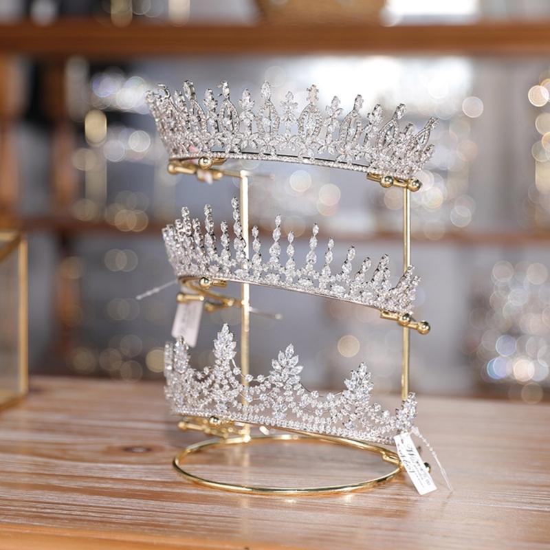 Queen Crown and Tiaras Display Stand Princess Crown Holder Crystal Headbands Organizer Can Storage 3 Bridal Tiara Crown