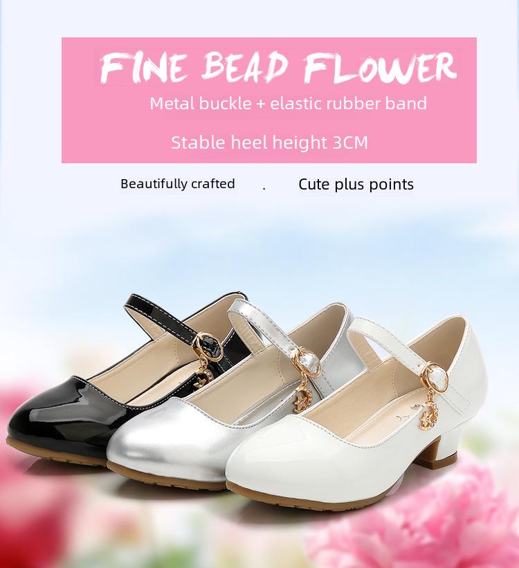 Girls' High Heel Leather Princess Shoes - Crystal Design, Spring/Autumn, Children's Performance Footwear, New Korean Style