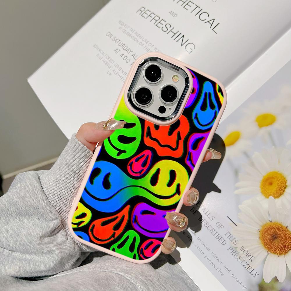 

Чехлы для телефонов Ae88 Lovely Smiley Art для Samsung A13 A32 A53 A04e A54 S23 S24 Ultra Infinix Hot 40i Huawei P30 Pro, металлическая защитная задняя крышка для камеры Infinix Smart 5