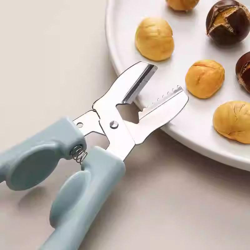 Tragbarer Nussknacker Kastanienklemme Edelstahl KastanienSchneider Werkzeug Schäler Kastanienschäler Multifunktions Nussöffner Zange