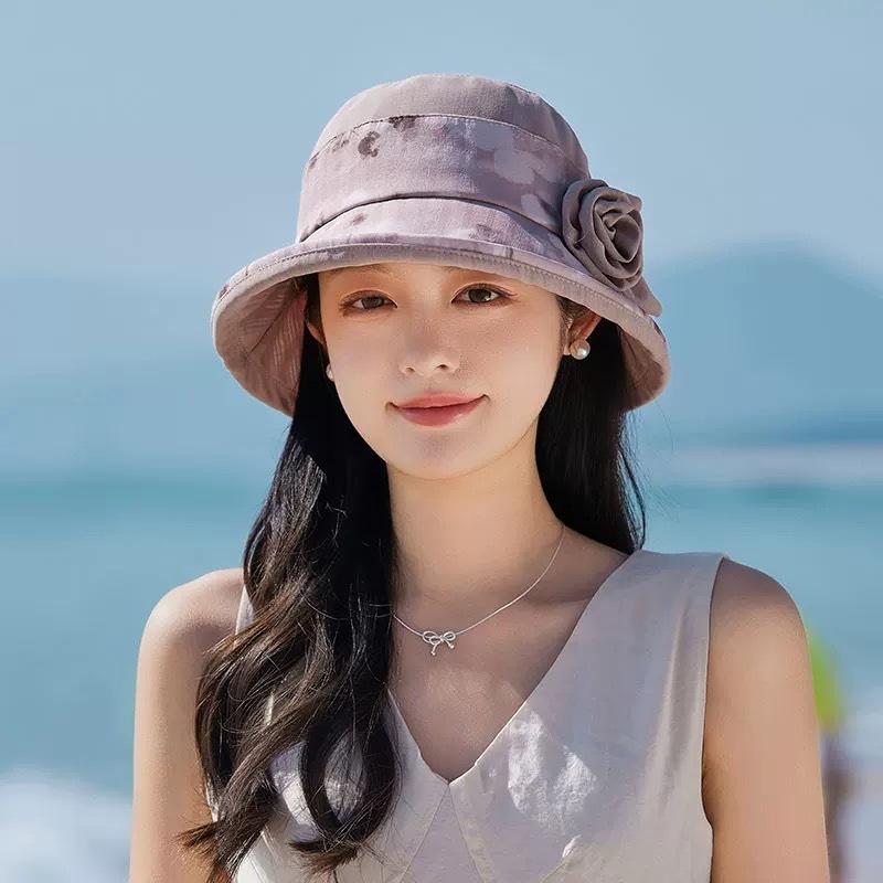 

Bucket hat women spring summer travel vacation sun hat small edge bubble edge thin sun hat M（56-58cm）