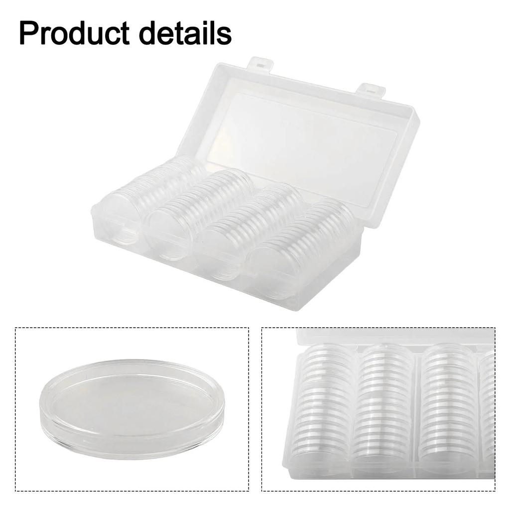 Keep Your Coin Collection Organized Spacious Coin Capsule Case Container with 60 Coin Capsules and Adjustable Compartments