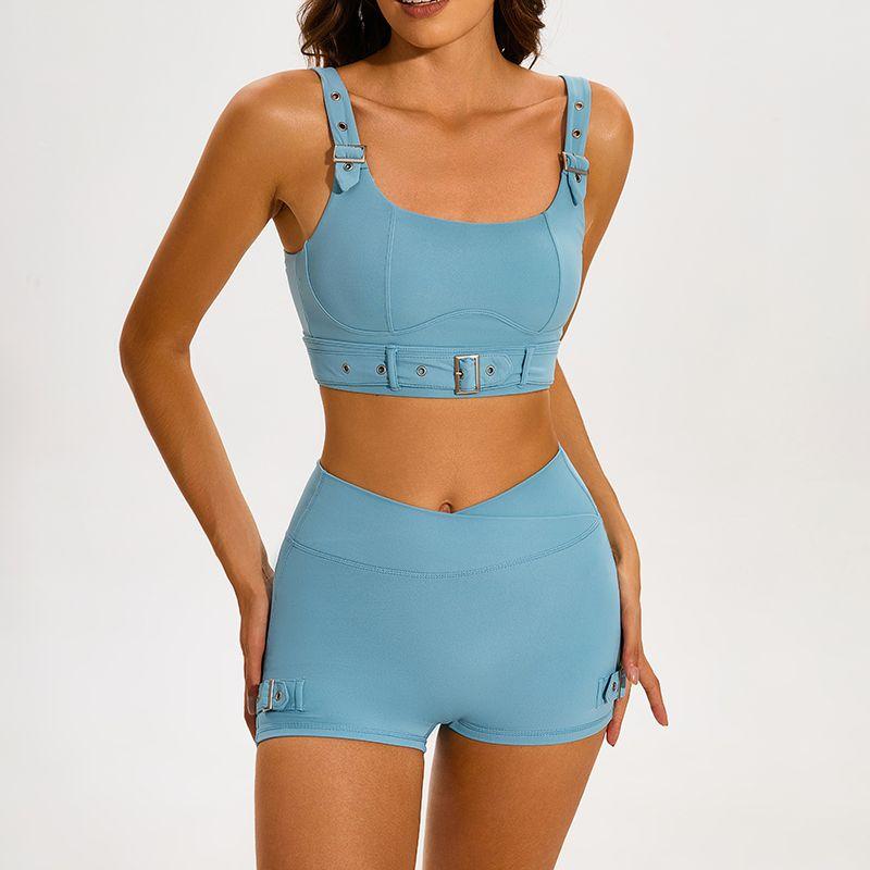 Fashion Locomotive Style Fitness Suit Women's Bubble Wrap Push up Sports Bra Sexy Yoga Clothes Bra Shorts Two-piece Set