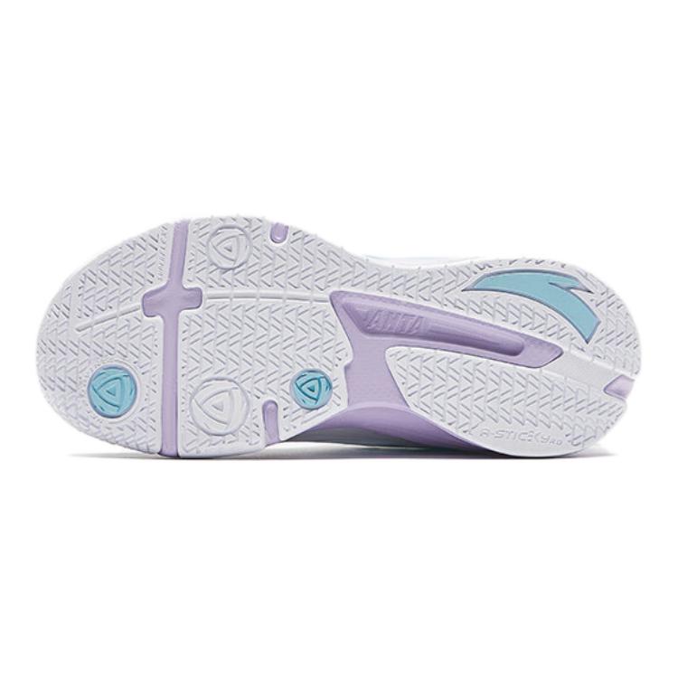 Anta Kids Fly Knight 7.0 Fabric Knob Comfortable Non-Slip Wear-Resistant Low-Top Running Shoes Kids sneaker White Purple 322439961-4