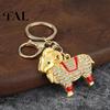 Durable Metal Keychain Zodiac with Rhinestones, Sheep Design Bag Pendant, Chinese New Year Lucky Goat Key Charm, Feng Shui Ornament for Car