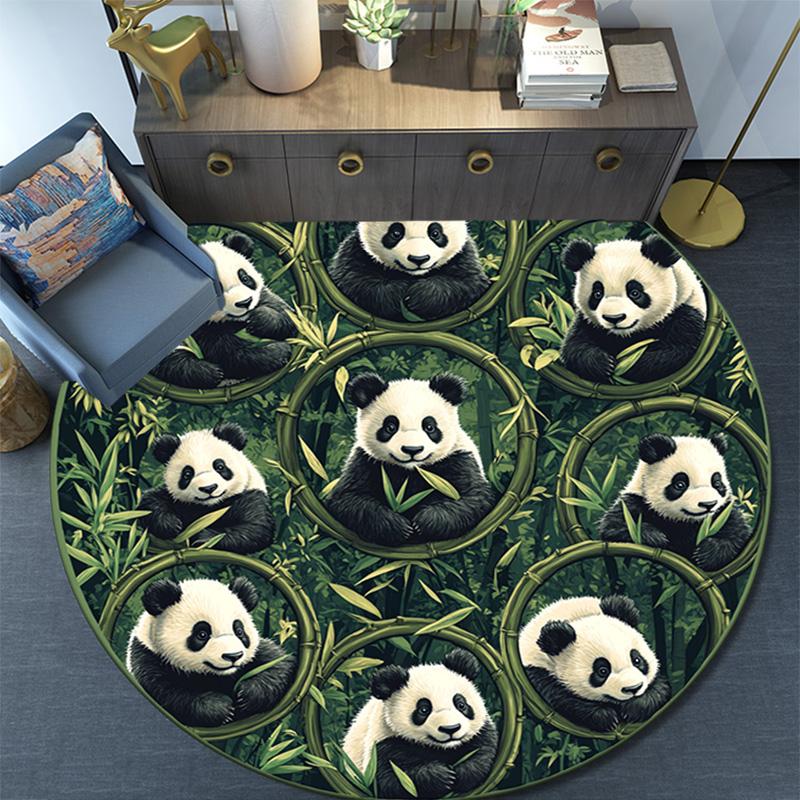 Pandas Round Area Rug,Carpet Rug for Living Room Bedroom Sofa Playroom Decor,Non-slip Floor Mat