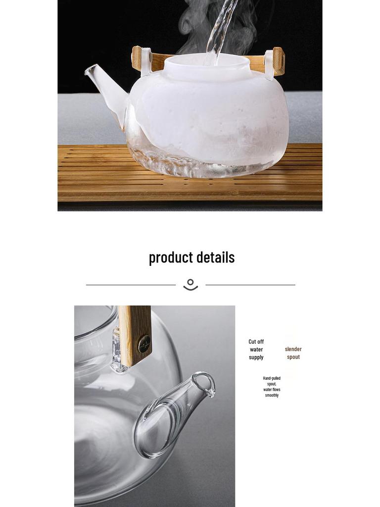 High Borosilicate Glass Teapot with Handle and Pearl Cotton Packaging