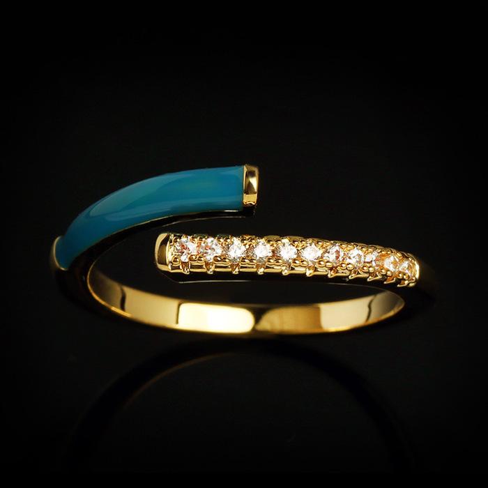 Jewelry French Enamel Chain, Simple Ring, Metal Drop Glaze, Retro Design, Niche Ring Finger Ring