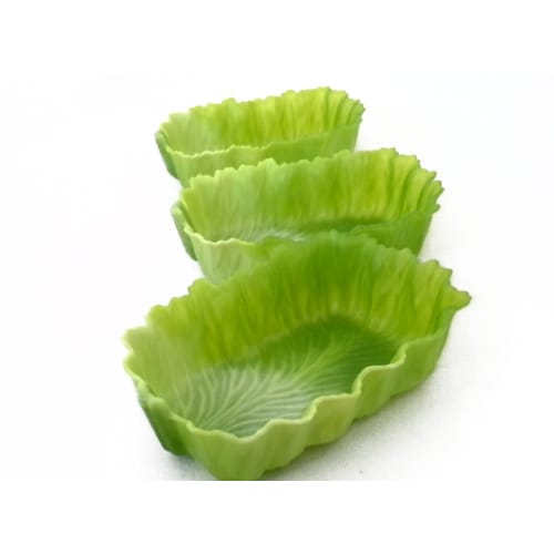 Shincatec Antibacterial Bento Cups, Square, Large, Lettuce, Pack of 3, Green