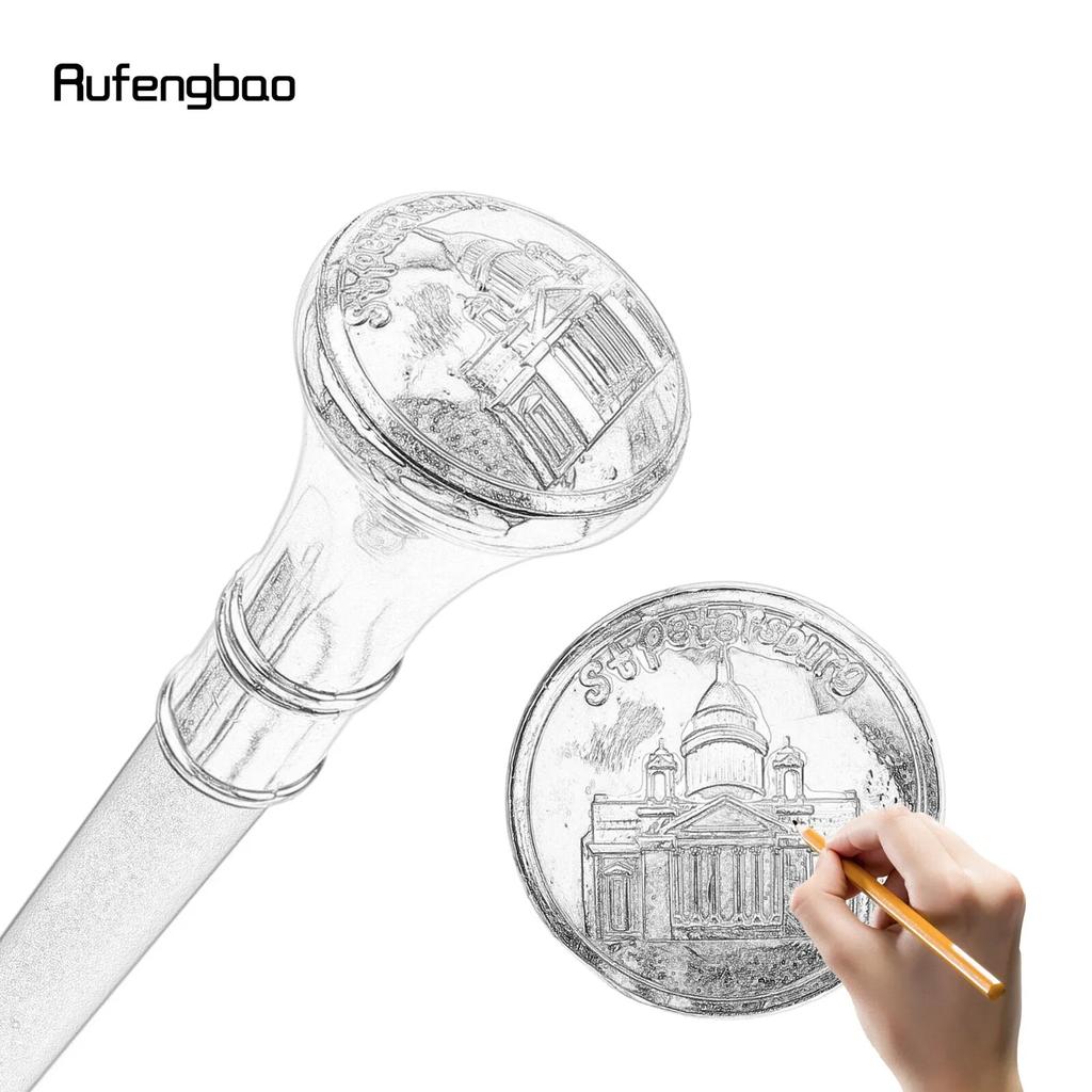 Golden Stpetersburg Cathedral Gate Totem Relief Walking Cane Fashion Walking Stick Gentleman Crosier Knob Walking Stick 93cm