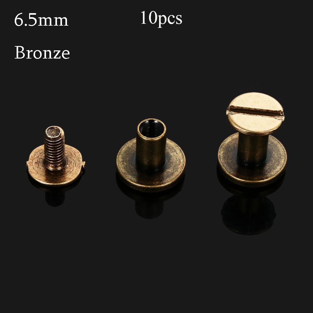 10 pcs 5/6.5/8mm Luggage Craft Clothes/Bag/Shoes Brass Nail Strap Rivets Screw Solid Nail Bolt Leather Craft Round Head Screws