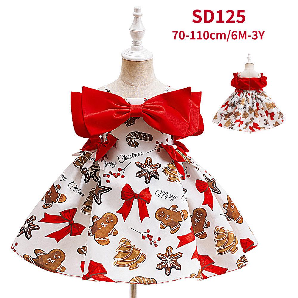 Rotes Weihnachtsprinzessinnenkleid mit Schleife und bauschigem Rock für Festivalauftritte