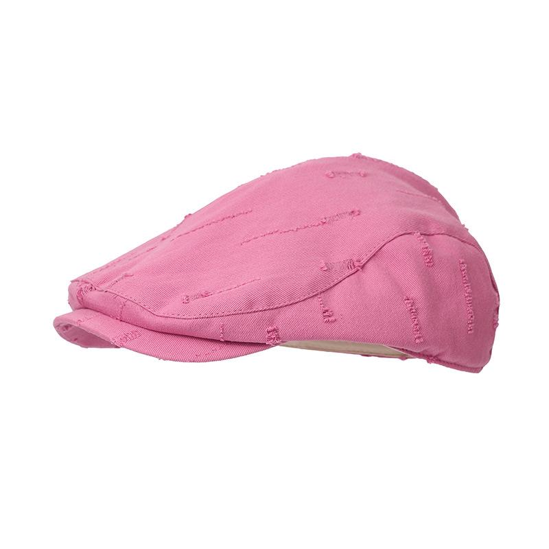 Beret Women Spring Summer Hats For Women Washed Hole Retro Trendy Visor Cap Solid Color New