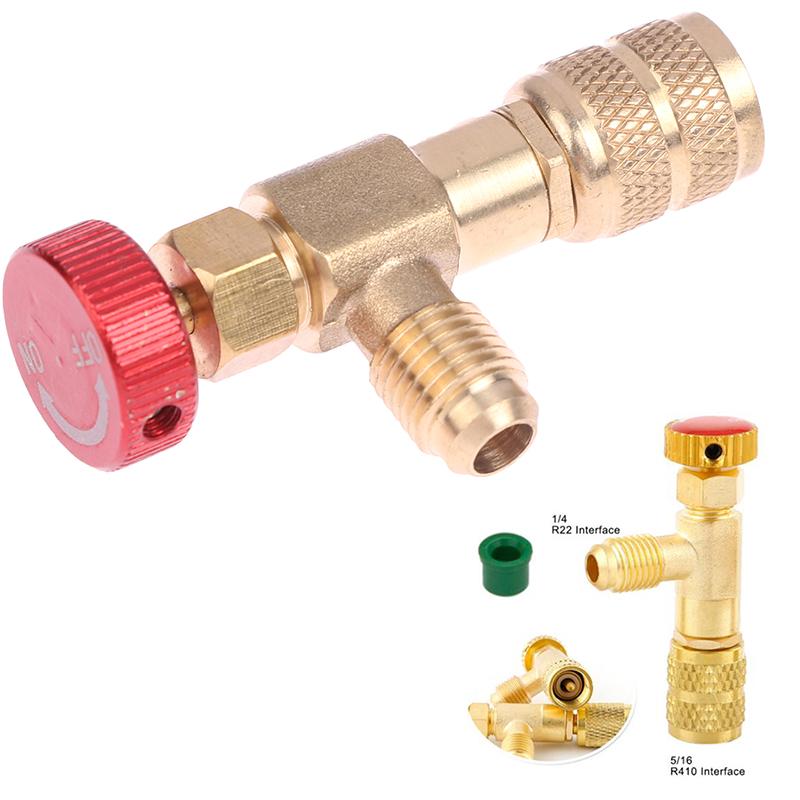 

Air Conditioning Refrigerant Safety Valve R410A R22 1/4 Copper Adapter Tools красный