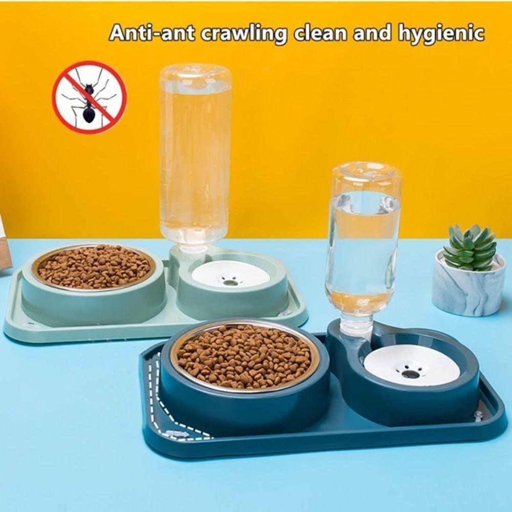 Stainless Steel Automatic Pet Cat Feeder Detachable Anti-flip Pet Water Feeder Container Stable Multifunctional