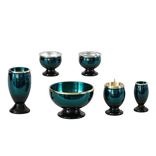 Modern Buddhist Altar Fittings  Shooting Star  Blue 6-piece set 3.0 inch Brass Six-piece set