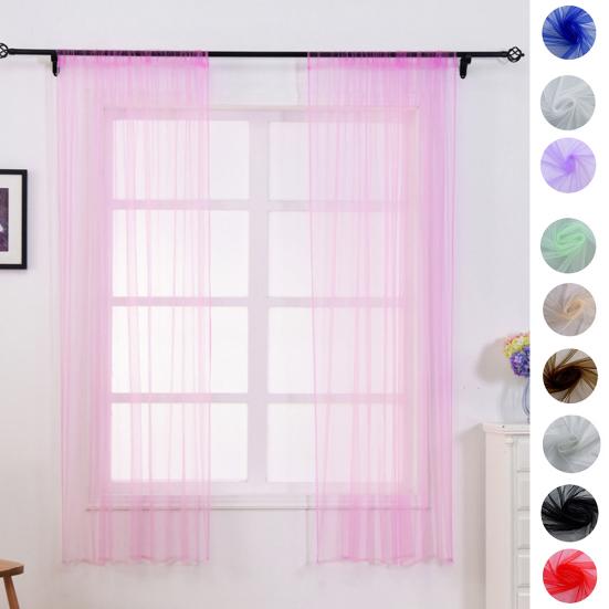 

Стильный сплошной цвет Тюлевая пряжа оконные шторы Спальня Гостиная Декор