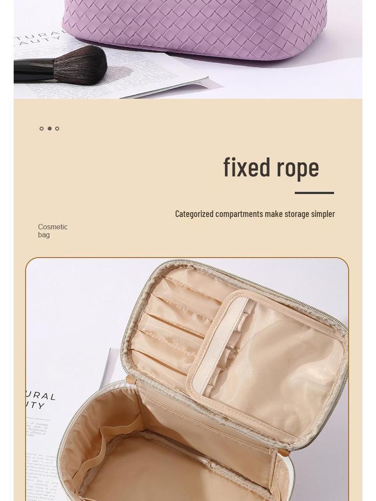 Woven Texture Multifunctional Waterproof Tote: Large-Capacity Handbag & Makeup Bag for Travel