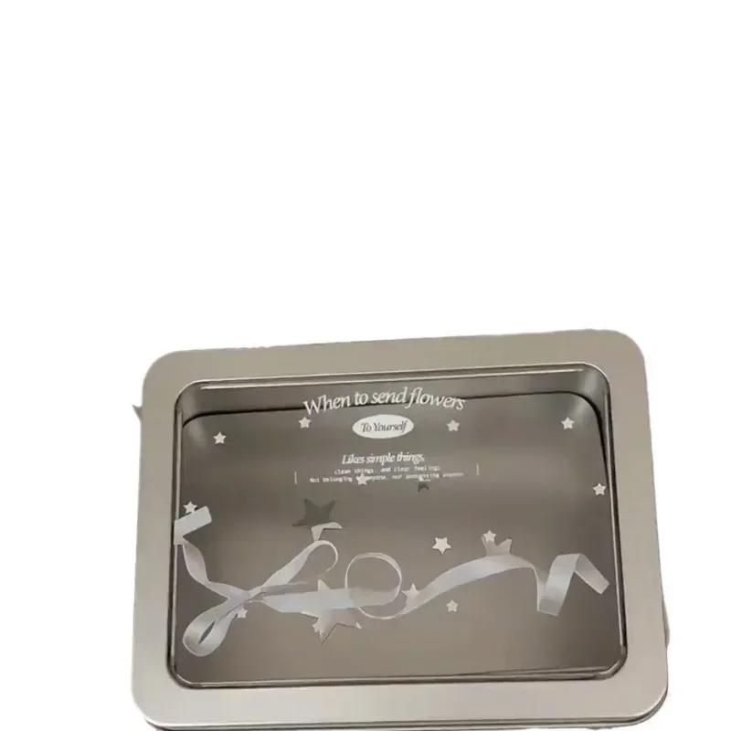 1 Piece Creative Design Kpop Photocard Organizer Sliver Color Bow Stationery Desktop Holder Portable Mini Stuff Storage Box