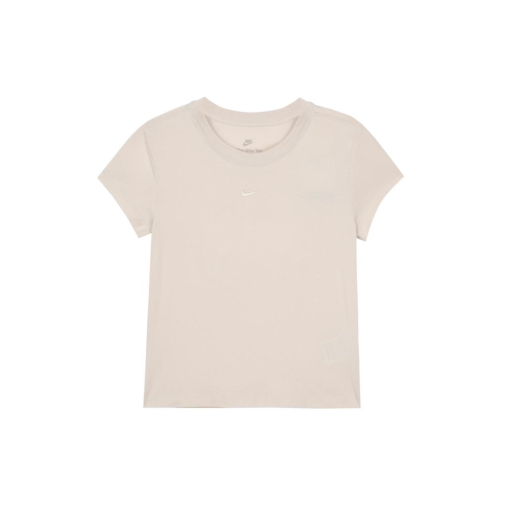 Nike Sportswear Casual Solid Color Crew Neck Short Sleeve T-Shirt Women Tops Light-Brown FV5509-104