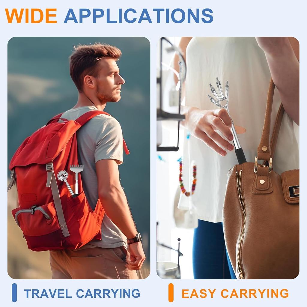 Extendable Back Scratcher for Men Women with 3/4PCS Detachable Scratching Heads Stocking Stuffers for Adults Christmas Gifts