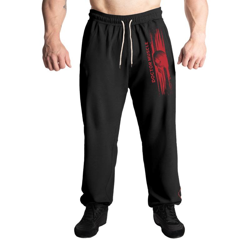 Autumn New Sports Men's Trousers Spelling Stripes Straight Large Size Drawstring Men's Casual Trousers
