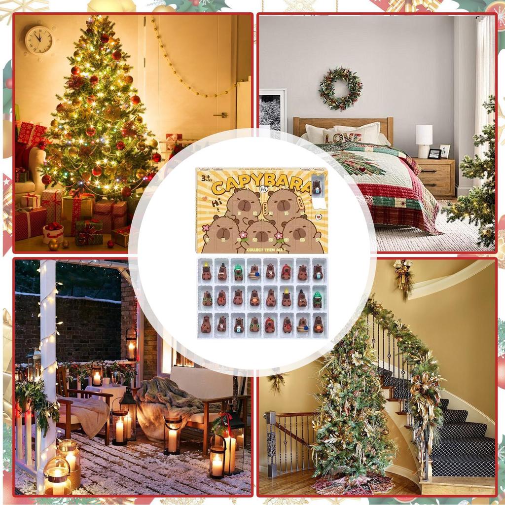 Christmas Calendar Countdown 2025 3D Capybara Figure Advent Toy for Kid Adorable Home Decoration Lovable Christmas Ornaments
