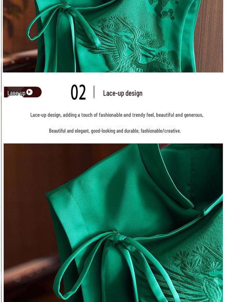 Dámská retro vesta kabát v čínském stylu s výšivkou bílého čápa