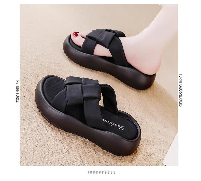 Hausschuhe Damen 2025 neue Mode vielseitig lässig weiche Sohle Temperament dicke Sohle erhöhend rutschfest bequem Sandalen Damen