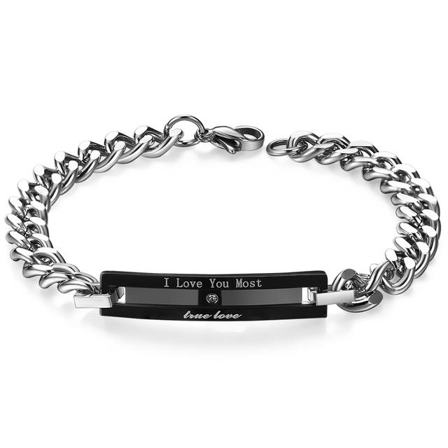 Couple Bracelets Bangles With Stainless Steel Zirocn Zircon Bracelet for Women Men Jewelry Gifts