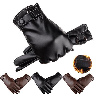 2 Style PU Leather Water Repellent Winter Gloves Warm Windproof Gloves Waterproof Gloves Touch Screen Gloves Sports Gloves
