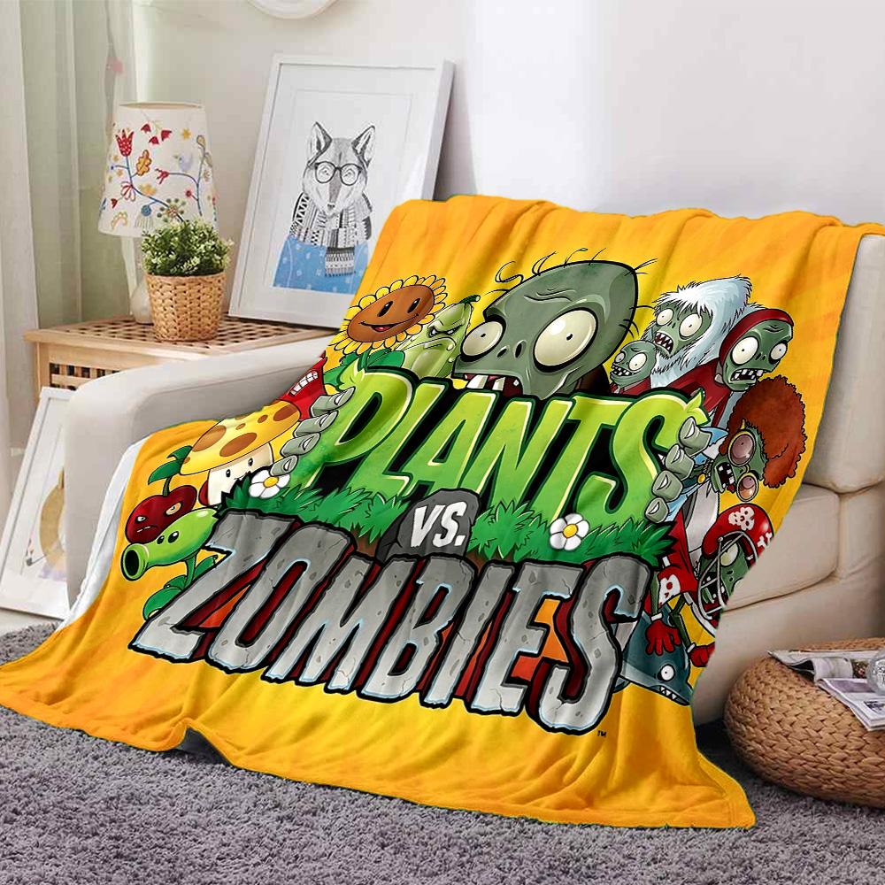 Plants Vs Zombies Flannel Blanket Super Soft Warm Cozy Blanket for Sofa Bed Office Travel All‑Season Home Decor Gift