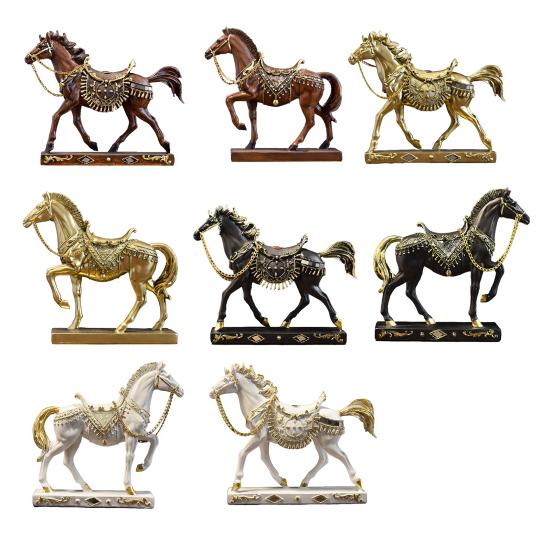 Resin Running Horse Statue Miniature Simulation Pony Figurine Animal Sculpture Home Office Desktop Decoration Ornament