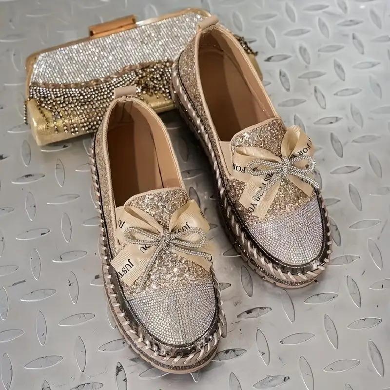 Stylish Women's Casual Shoes with Bows and Glittering Sequins A Must-have for Charming Outings Shoes for Women Elegant