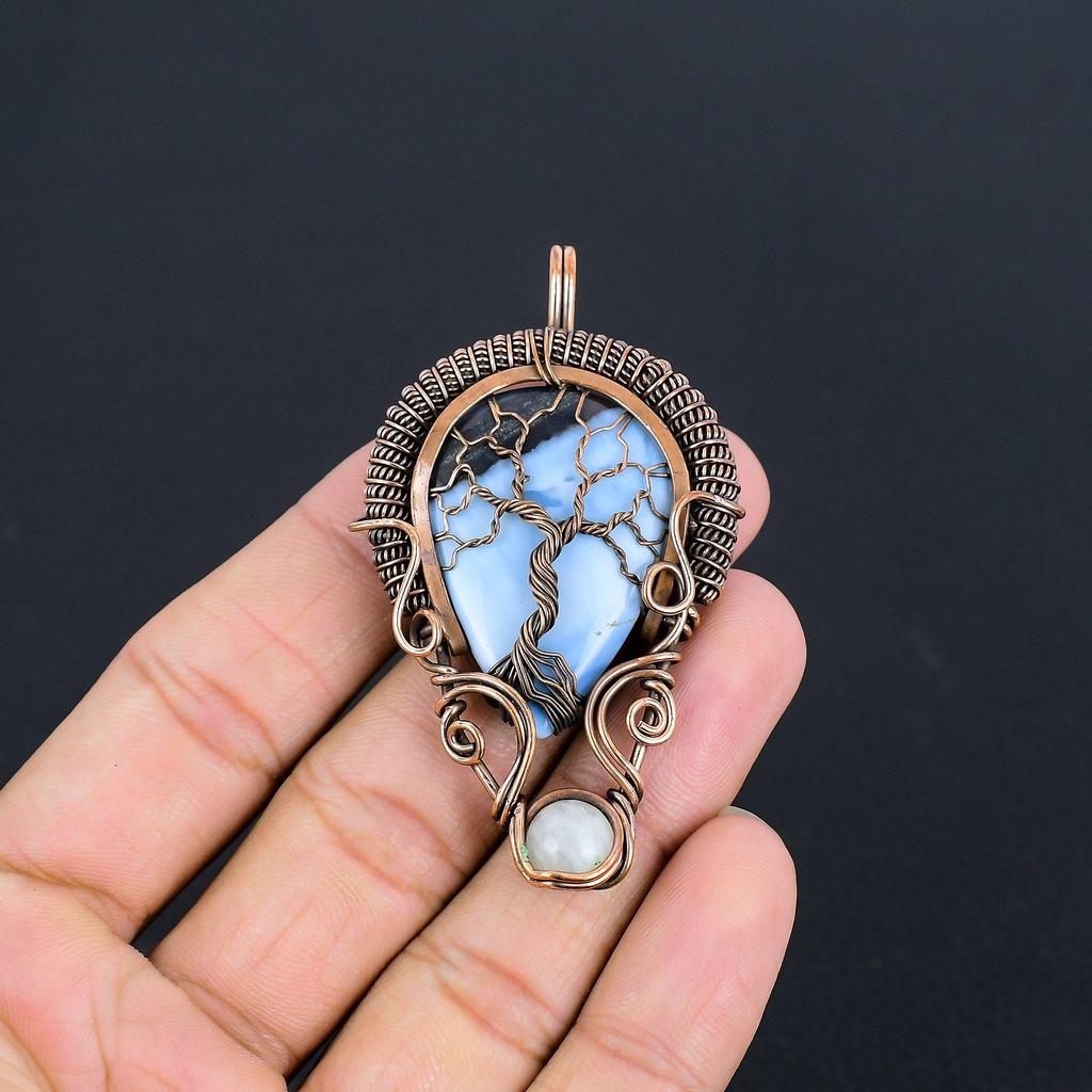 Owhyee Opal Gemstone Pendant 999 Copper Wire Wrapped Jewelry, Handmade Antique Pendant Jewelry, Gift For Mother