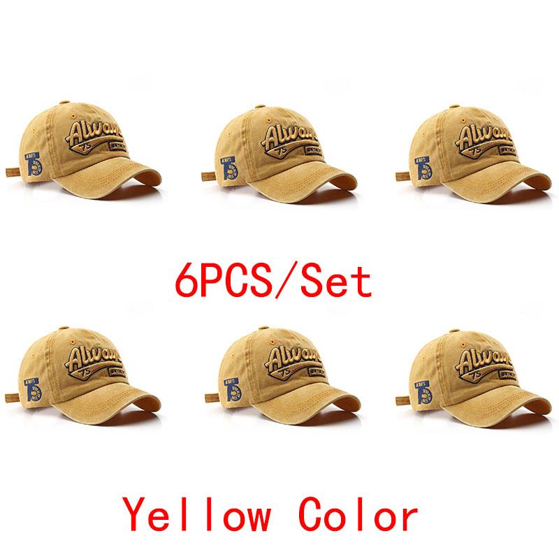 6PCS Embroidered Baseball Cap For Women Men New Spring Summer Solid Sunhat Retro Washable Sport Snapback Cap Hip Hop Fishing Hat