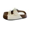 Double bow suede one-word drag outer wear summer new soft bottom versatile seaside Boken sandals