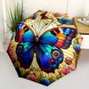 1pc Butterfly Garden Compact Travel Umbrella, Automatic Folding Lightweight Windproof 8-Bone Reinforced Design, Portable for Backpack Durabl
