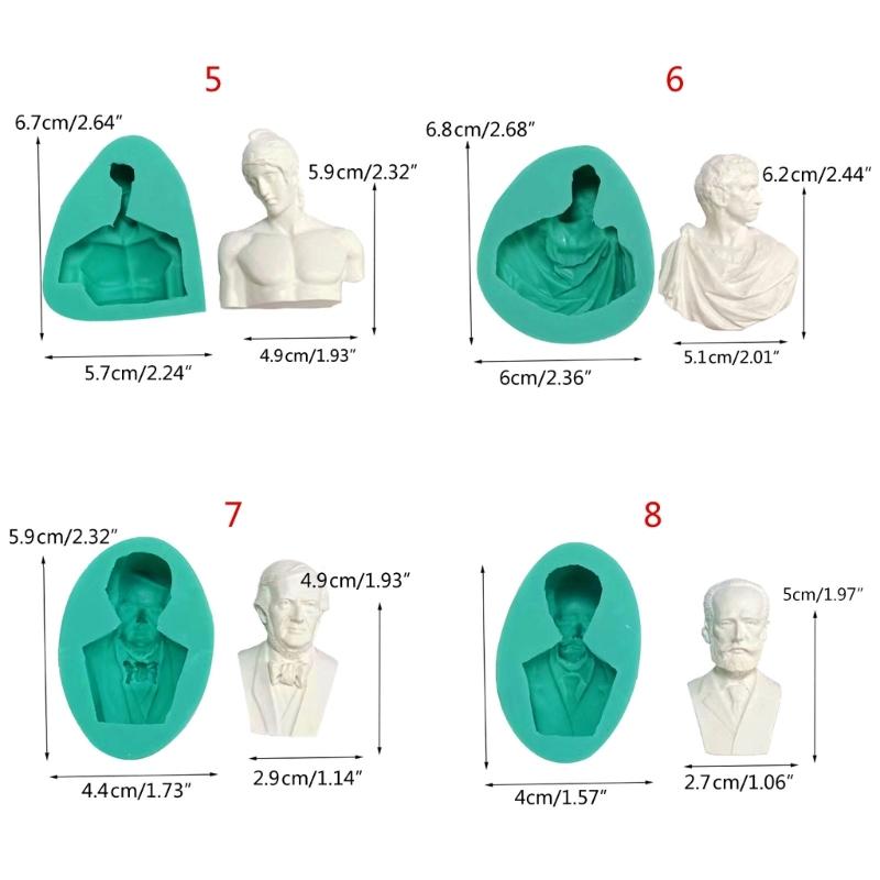 3D Portrait Sculpture Silicone Flexible Food Safe Mould Clay Resin Ceramics Candy Fondant Candy Chocolate Soap Mould