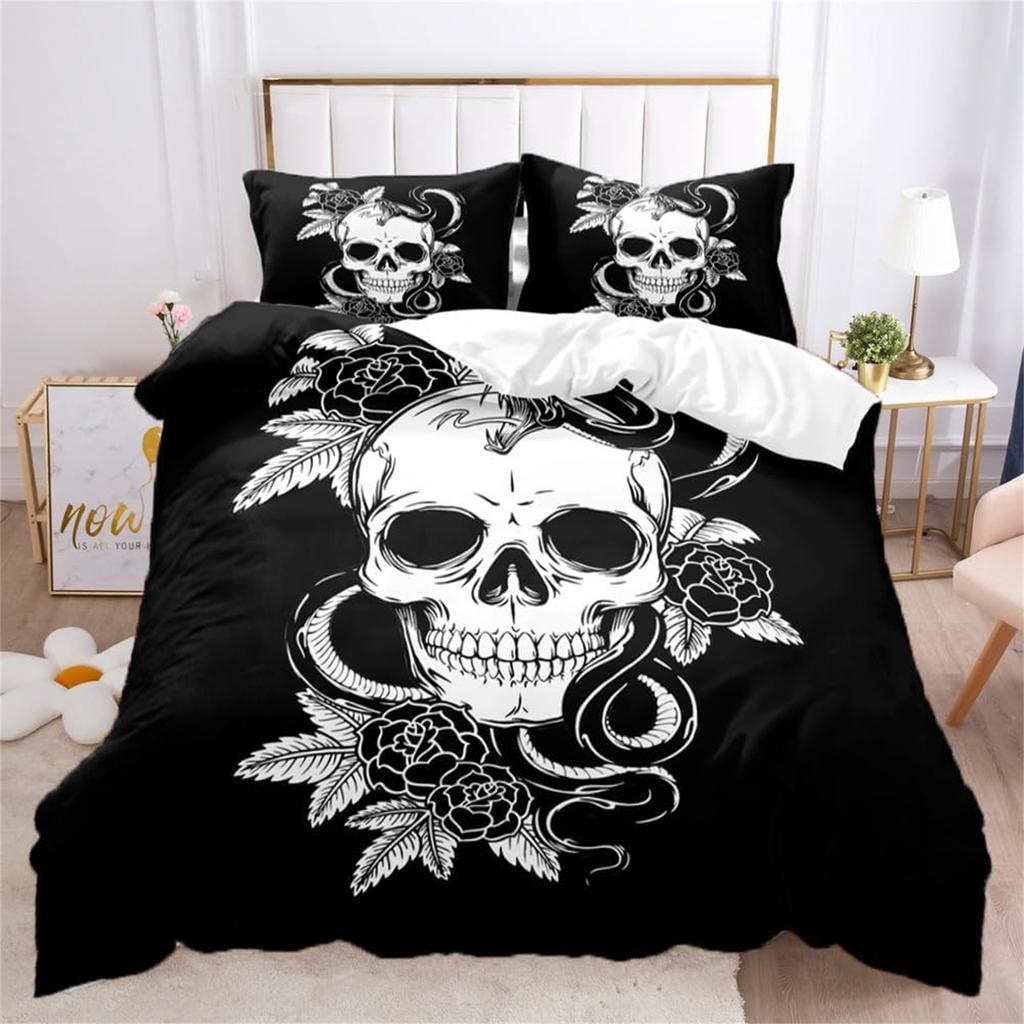 Halloween Gothic Bettbezug Mikrofaser Bettwäsche-Set, 3D-Druck Bettdecke Deckenbezug Mit Kissenbezug, Weicher Tagesdecke Bezug 2-teiliges Set