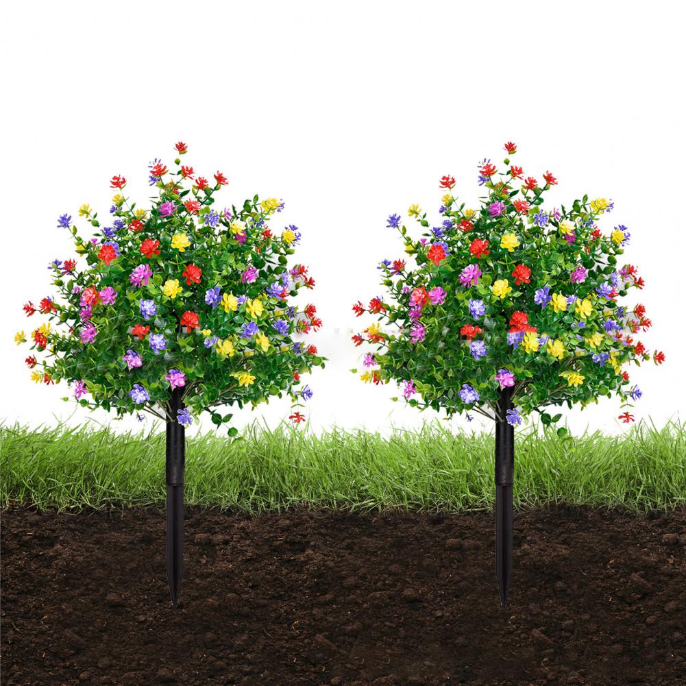 1 szt./2 szt. Sztuczne Drzewka Topiarowe w Kształcie Kuli Odporne na UV Sztuczne Rośliny Z Kwiatami Realistyczne Sztuczne Rośliny Zielone Krzewy Z Wbijakiem do Ziemi