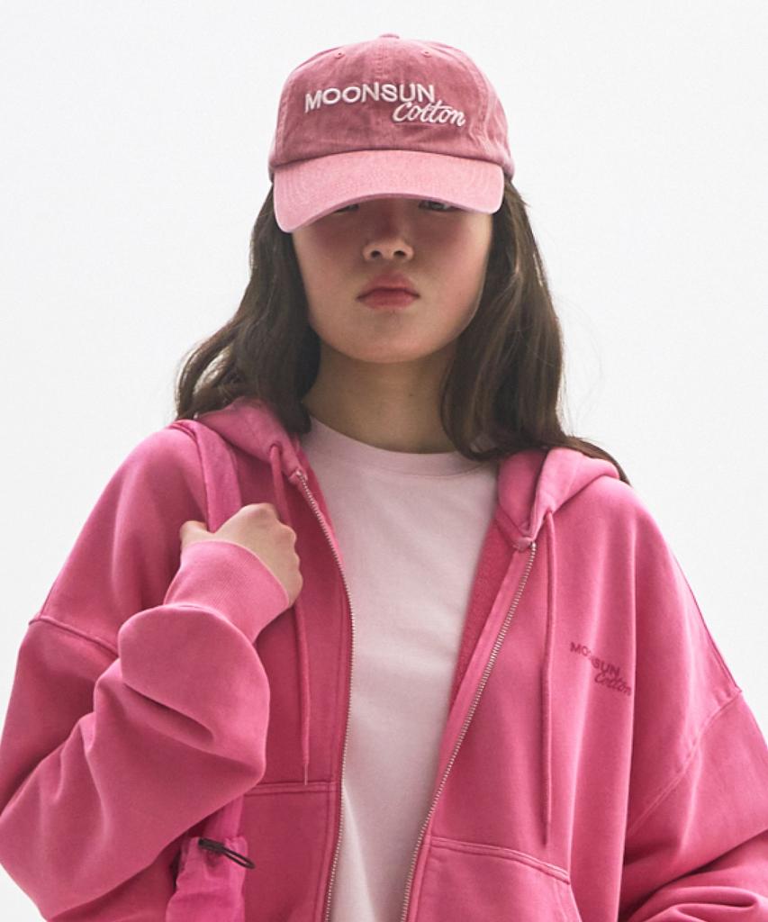 MOONSUN M.C Logo Vintage Washed Cap / Burgundy