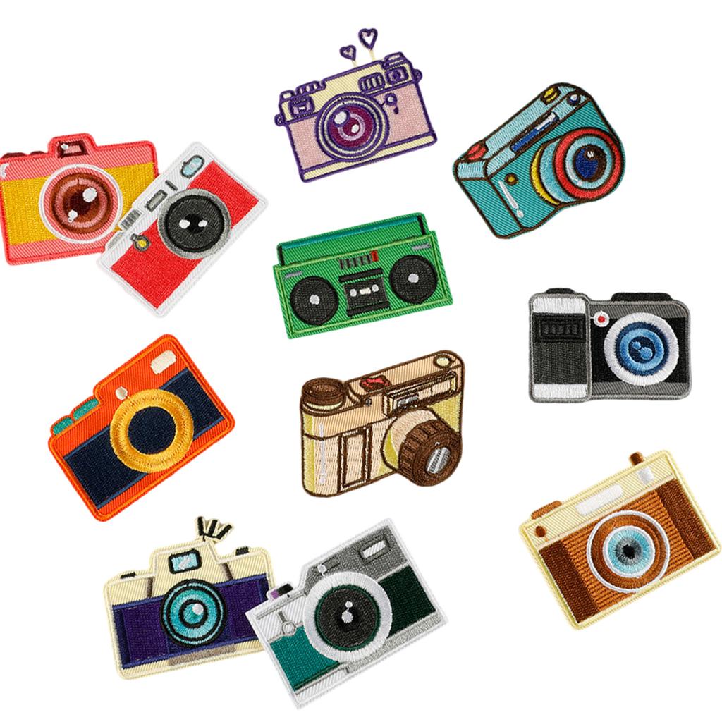 11 Pcs Colorful Embroidered Patches Cartoon Camera Sewing Patches Iron On Patches Applique Patches Sew On Patches
