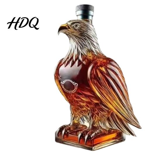 Decorative Whiskey Bottle Eagle Head Decanter 350ml Glass Animal Liquor Bottle 3D Bird Crystal Decanter Wine Dispenser with Stopper for Home