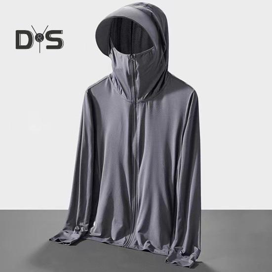 Sunscreen Clothing Jacket Men Women Hooded Long Sleeve Zipper Closure Ice Silk Outdoor UV Protection Coat