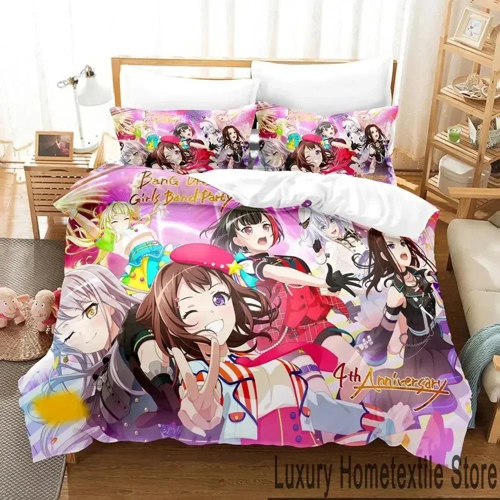 3D Print BanG Dream Anime Girls Band Party Bedding Set Boys Girls Twin Queen King Size Duvet Cover Pillowcase Bed Boys Adult